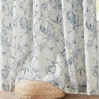 jinchan Floral Curtains 84 Inches Long Blue Flower Linen Farmhouse Curtain - Image 6