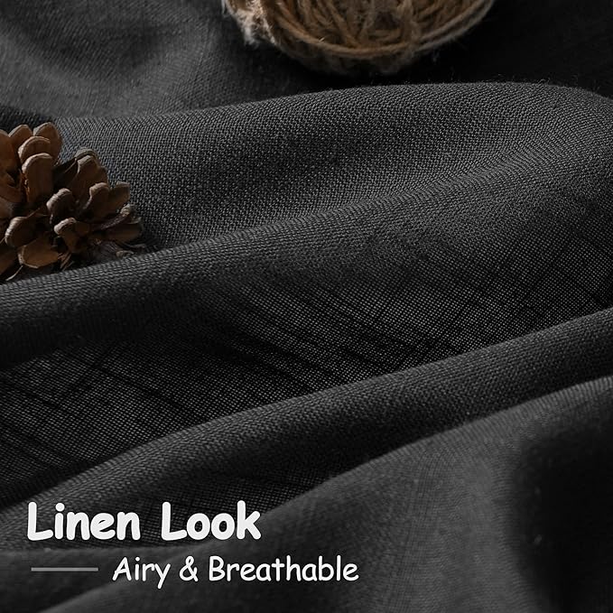 Black Sheer Linen Curtains 90 inch Length - Image 3
