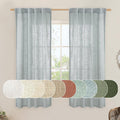 LAMIT Greyish Blue Linen Curtains 63 Inches Long, Semi Sheer Light Filtering by LAMIT