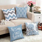 Hexagram Geometric Aqua Blue Pillow Covers 18x18 Set of 4, Decorative Outdoor - Image 5