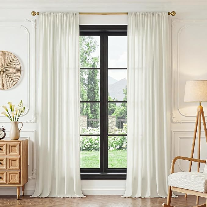 FMFUNCTEX Sheer Non-See-Through Netural Beige Curtains - Image 2