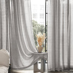 Linen Blend Grey Curtains for Living Room Back Tab Modern Farmhouse Semi Sheer - Image 4