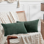 Fancy Homi Set of 2 Dark Green Lumbar Decorative Throw Pillow Covers 20x28 Inch by Fancy+Homi