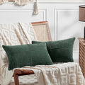 Fancy Homi Set of 2 Dark Green Lumbar Decorative Throw Pillow Covers 16x32 Inch by Fancy+Homi