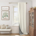 Cream Linen Blackout Curtains by Size 70 Inches Wide x 63 Inch Length Extra - Image 7