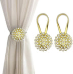 Magnetic Tiebacks for Curtains, 2 Pack Sparkling Crystal Flower Curtain by FOZUBOYO