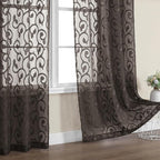 OWENIE Furman Chocolate Sheer Curtains 96 inches Long by OWENIE