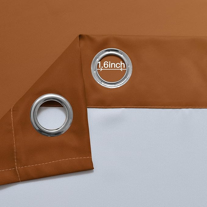 Yakamok Greyish White and Burnt Orange Ombre Curtains, Light Blocking Curtains - Image 4