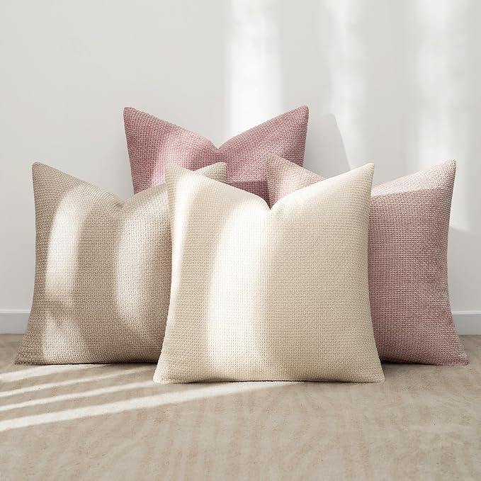 MIULEE Pack of 4 Valentines Couch Throw Pillow Covers 20x20 Inch Neutral Pink - Image 3