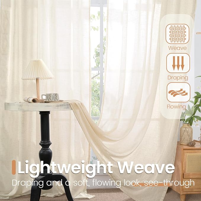 BGment Linen Curtains 102 Inches Long - Image 4