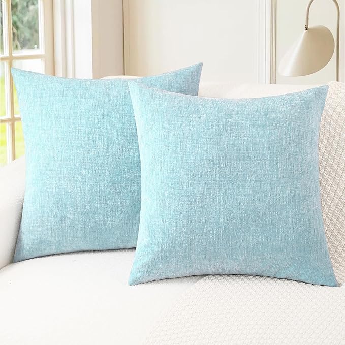 CaliTime Throw Pillow Covers Decorative 24 X 24 Inches Pack of 2 Cozy Chenille by CaliTime