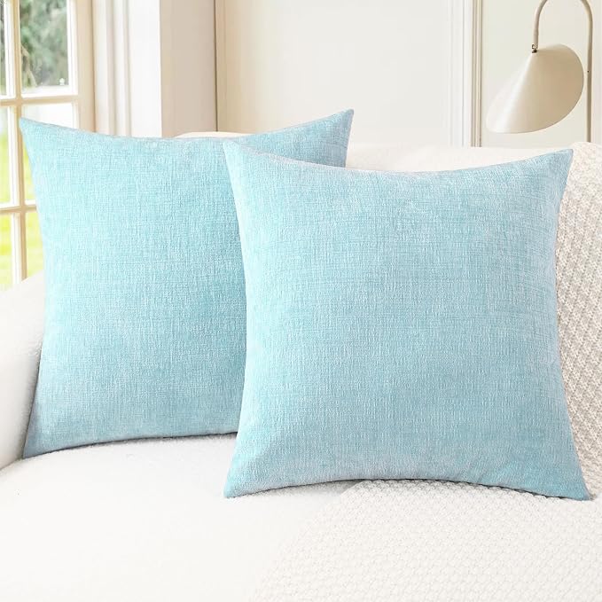CaliTime Throw Pillow Covers Decorative 22 X 22 Inches Pack of 2 Cozy Chenille by CaliTime