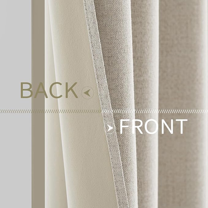 MIULEE Linen Curtains for Bedroom 100% Blackout Thermal Insulated Birch Grommet - Image 6