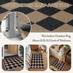 Lahome Colette Checkered Easy Jute Kitchen Rug, 2x3 Indoor Door Mat Small - Image 4