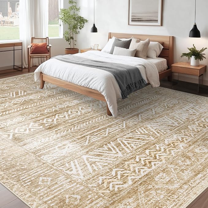 Living Room Rugs 9x12: Washable Moroccan Geometric Boho Rug Farmhouse Non Slip - Image 2