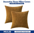 MIULEE Pack of 2 Couch Throw Pillow Covers 18x18 Inch Soft Mustard Chenille - Image 6