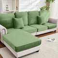 Couch Cover 8-Piece Elastic Velvet Couch Cushion Covers & Chaise Slipcovers by Taque