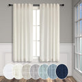 Natural Linen Curtains for Small Windows 38 Inch Wide 2 Panels Set Back Tab by Pitalk