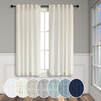 Natural Linen Curtains for Small Windows 38 Inch Wide 2 Panels Set Back Tab by Pitalk