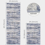 KOZYFLY Modern Abstract Area Rugs 2PCS 2x3 and 2x6 Blue-Grey Machine Washable - Image 2