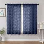 Chyhomenyc Navy Blue Sheer Curtains 54 Inch Length by Chyhomenyc