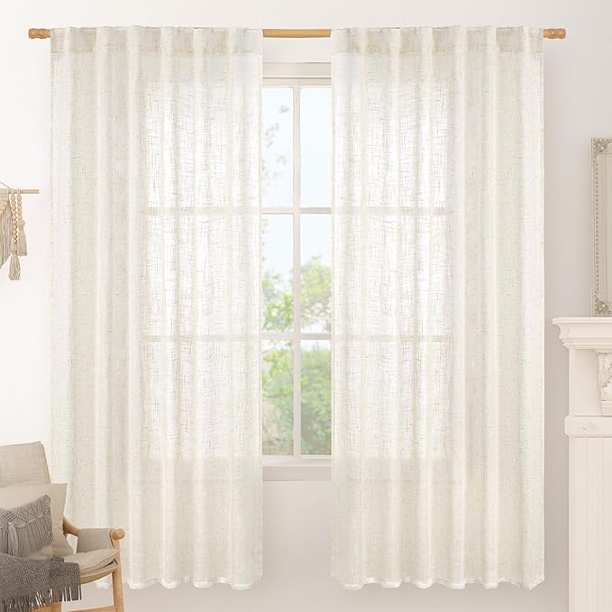 LAMIT 72 inch Length Cream Linen Curtains by LAMIT