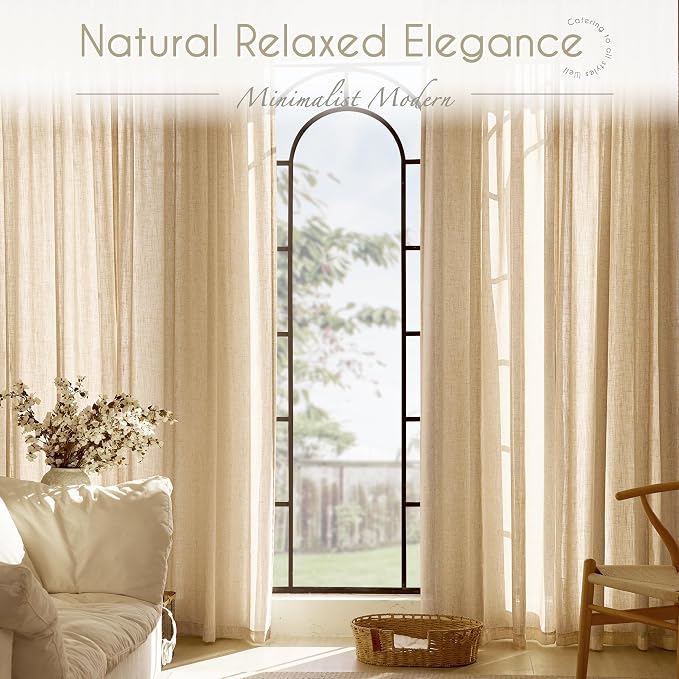 Tan Linen Curtains 108 inches Long - Image 6