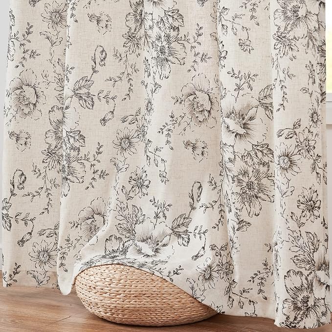 jinchan Linen Floral Curtains 63 Inch Length - Image 9