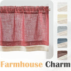 jinchan Linen Valance for Farmhouse Living Room Windows 16 Inch Slubbed Crossed - Image 4