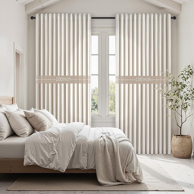 Extra Wide 100 Inch Length Blackout Curtains & Drapes 84 Inches Long 2 Panels - Image 3