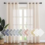 NICETOWN Semi Sheer Beige Curtains 84 inches Long, Grommet Retro Linen Curtains by NICETOWN