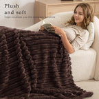 Exclusivo Mezcla Twin Size Flannel Fleece Blanket, Super Soft Striped Jacquard - Image 2