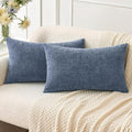 MIULEE Pack of 2 Couch Throw Pillow Covers 12x20 Inch Soft Dark Grey Blue by MIULEE