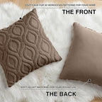 decorUhome Throw Pillow Covers 26x26 Inch Set of 2, Soft Plush Faux Wool Brown - Image 8