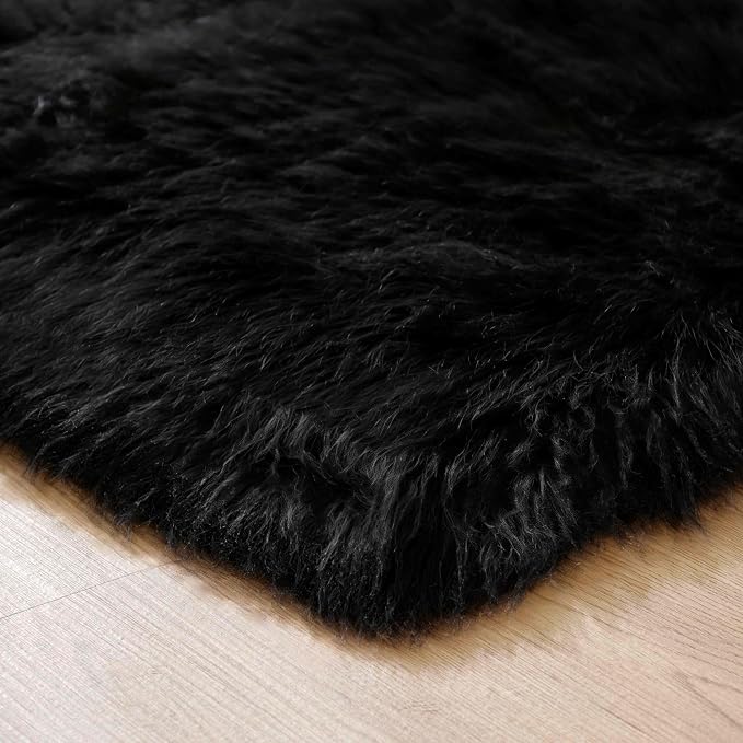 Goolela Black Sheepskin Area Rug 8x10 Fluffy Fuzzy Furry Shag Carpet - Image 7