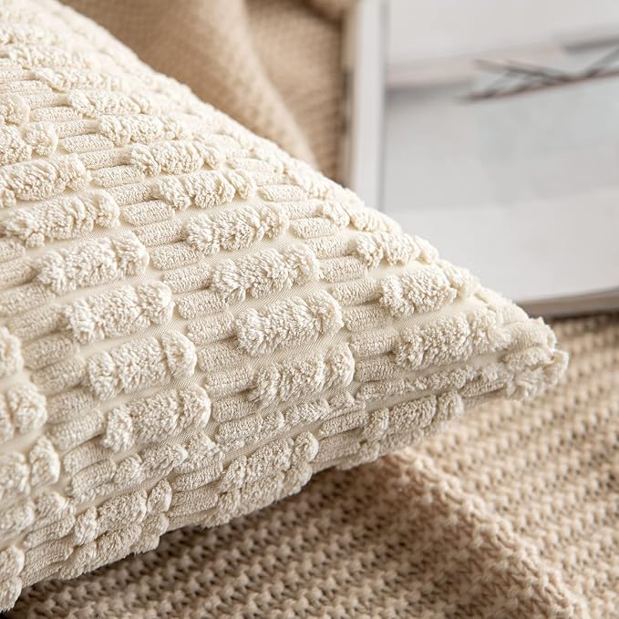 MIULEE Pack of 2 Corduroy Decorative Throw Pillow Covers 12x12 Inch Soft Boho - Image 3
