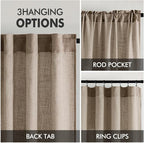 MIULEE Taupe Grey Linen Curtains 54 Inch Length 2 Panels - Image 3