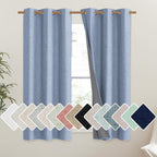 NICETOWN Stone Blue Vintage Linen 100% Blackout Curtains by NICETOWN