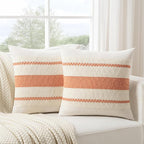 Fancy Homi Set of 1 Boho Coral Decorative Throw Pillow Cover 20x20 Inch - Image 2
