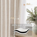 Guken 100% Blackout Linen Curtains 100 Inch Length 2 Panels Set - Image 3