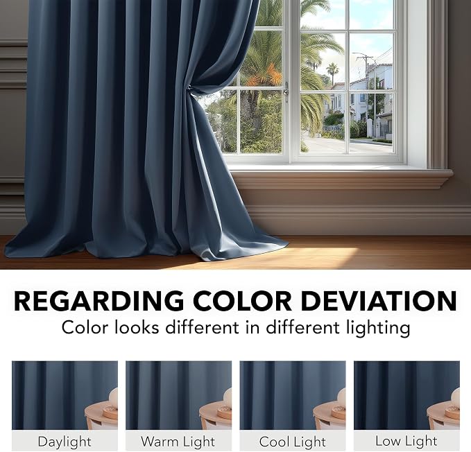 Deconovo Blackout Curtains, Thermal Insulated, W52 x L84 2 Panels, Back Tab - Image 6