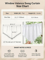 Molaxhome Swag Curtain 51 inch Length Rod Pocket Scalloped Curtain Valance - Image 5