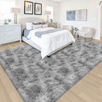 Tie Dye Grey Soft Shaggy Fluffy Rug by JiaoBaba