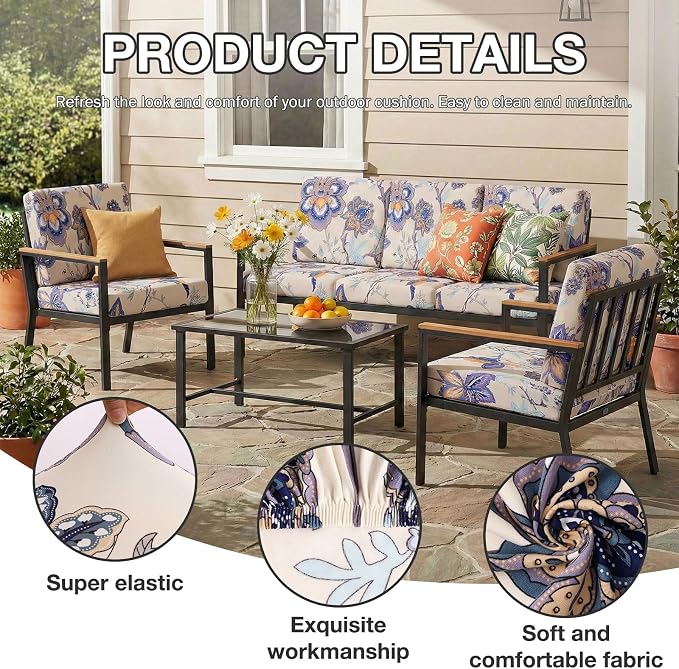 hyha 12Pcs Patio Cushion Covers, Stretch Outdoor Couch Cushion Covers, Washable - Image 3