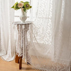 WAZZIO Boho Lace Curtains 2 Panels 63 Inches -Cute Vintage Victorian Sheer by WAZZIO