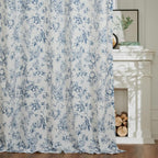 jinchan Linen Floral Curtains for Living Room 63 Inch Length Blue Printed - Image 6