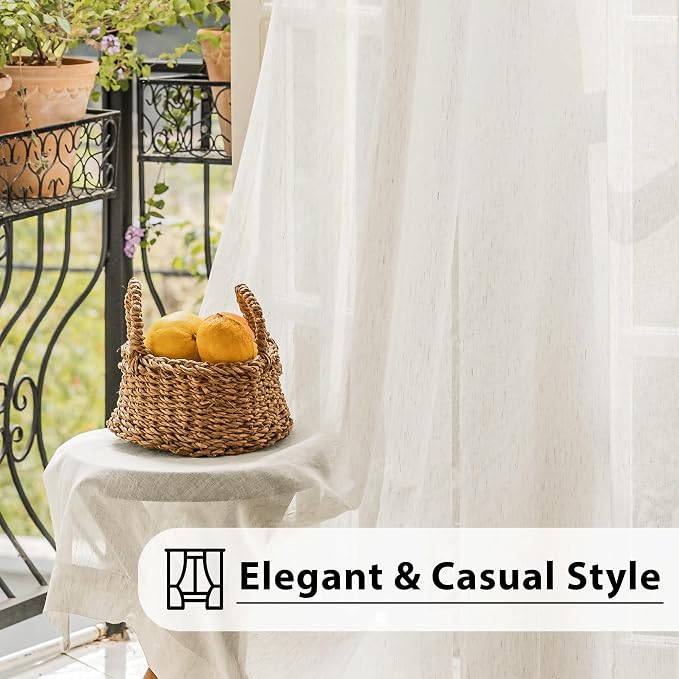 FMFUNCTEX Linen Sheer Curtains for Bedroom, Natural Flax Blend Window Draperies - Image 7