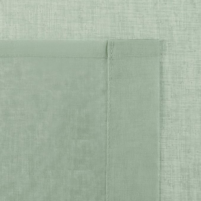 DWCN Bean Green Sheer Curtains Semi Transparent Voile Rod Pocket Curtains - Image 4