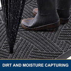 Smiry Front Door Mat Outside Entrance, Heavy Duty Sturdy Natural Rubber Doormat - Image 3