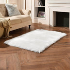 duduta White Faux Sheepskin Fur Rug 3x5 ft, Fluffy Shag Bedroom Dorm Nursery - Image 4